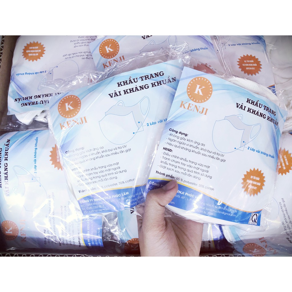 KHẨU TRANG VẢI KHÁNG KHUẨN 2 LỚP TRẮNG KENJI | BigBuy360 - bigbuy360.vn