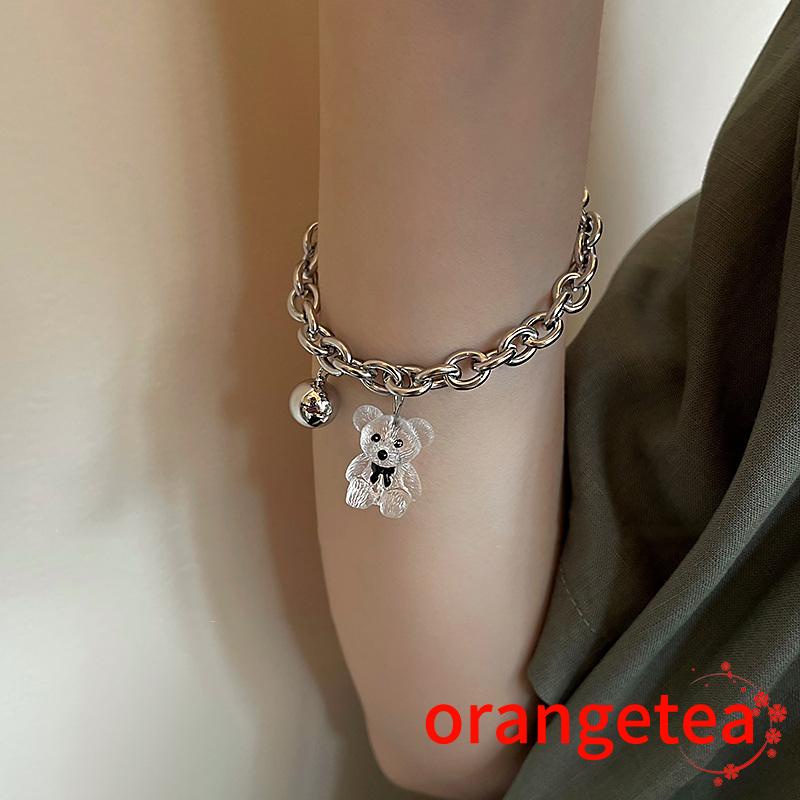 ORT-Charm Bracelet Alloy Cute Bear Pendant Adjustable Bracelet for Women Men Jewelry Accessories Birthday Gift