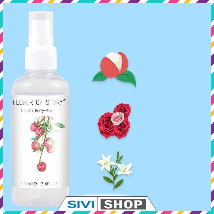 Xịt thơm 2in1 body và xịt thơm phòng Flower Of Story 100ml hương hoa quả