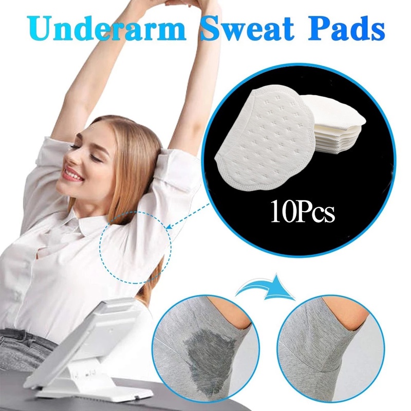 Set 10 Miếng Dán Vùng Dưới Cánh Tay Thấm Hút Mồ Hôi Tự Dính Bằng Vải Không Dệt