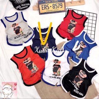 Bộ ba lỗ gấu cộc tay cho bé trai mùa hè