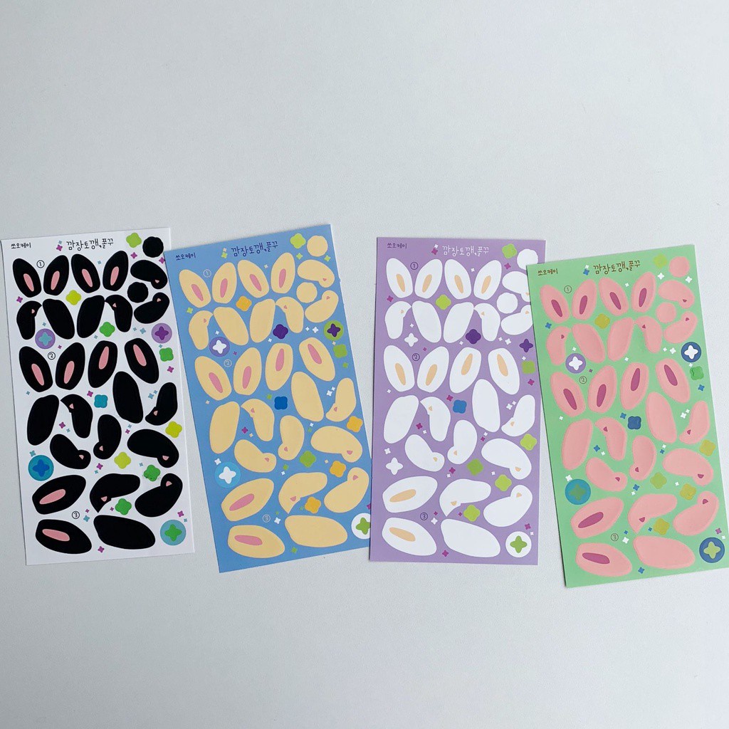 Hình Dán Trang Trí Họa Tiết Tai Thỏ Nhiều Màu Sắc Xinh Xắn Đáng Yêu