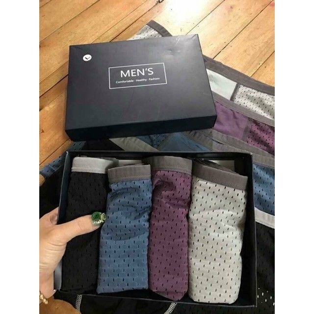 {Lẻ Như Sỉ} Hộp 4 Chiếc Quần Sịp Đùi Thông Hơi Men's