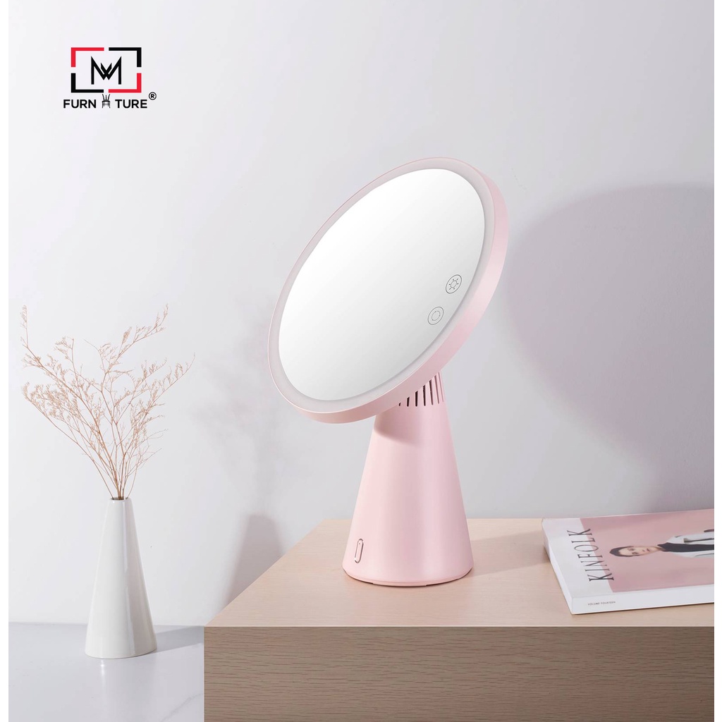 Gương led trang điểm thông minh màu hồng thương hiệu MW FURNITURE