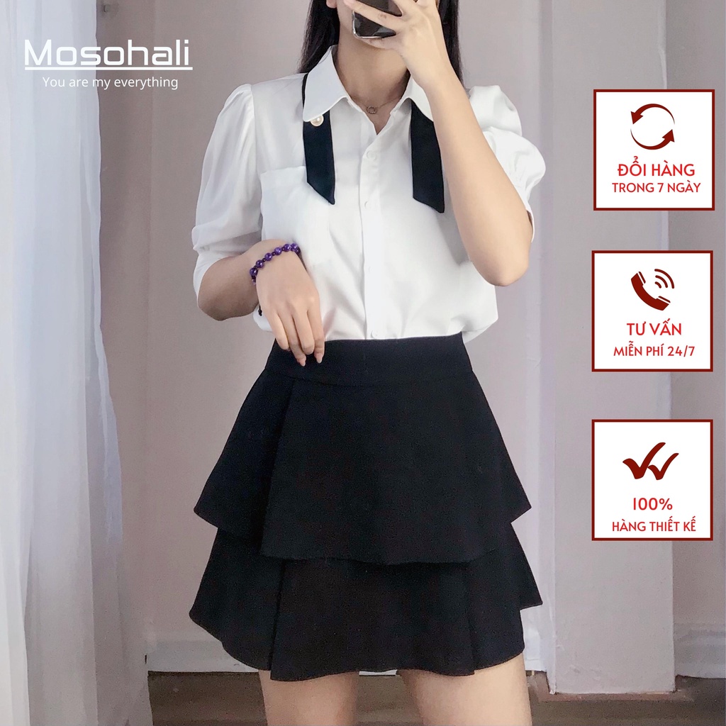 Chân váy Mosohali 2 tầng dáng xoè có lót quần thời trang công sở