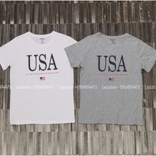 VNXK - Thun tay ngắn in chữ USA Polo Ralph Lauren