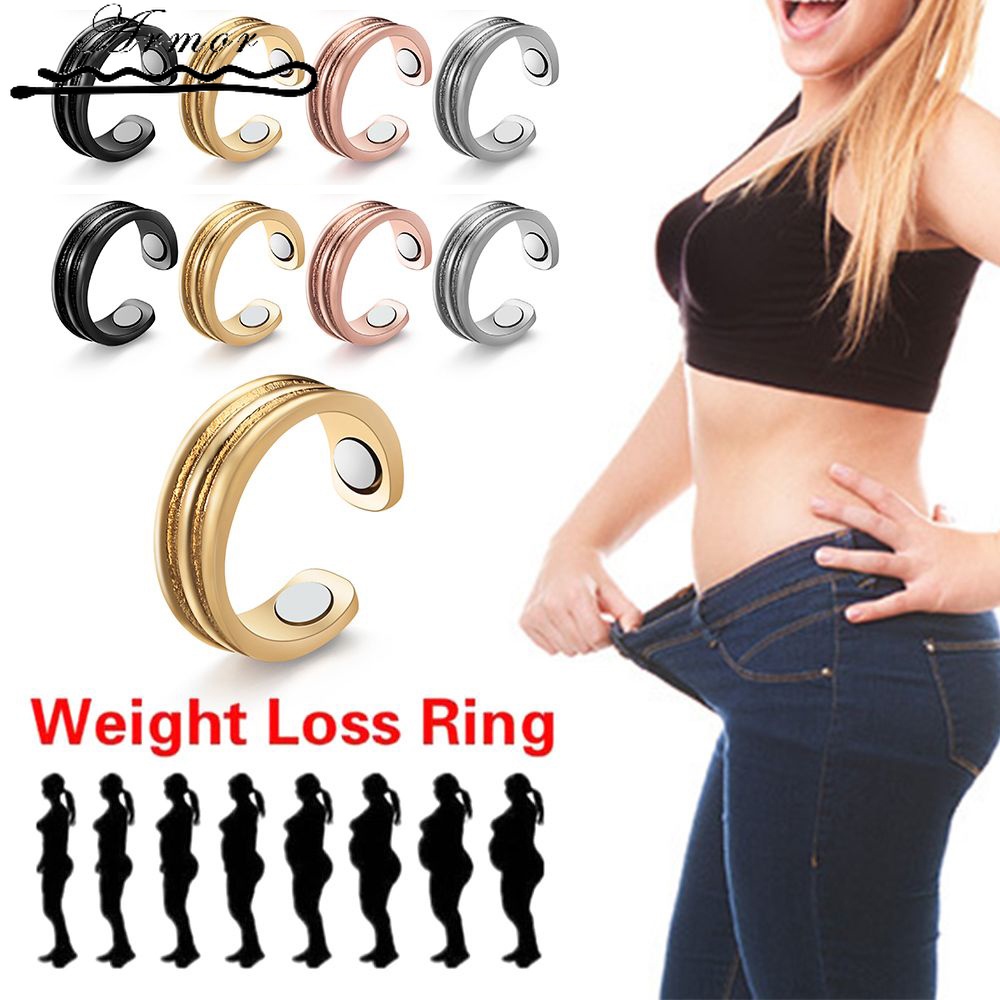 Nhẫn Nam Châm Hở Điều Chỉnh Được Kẻ Sọc Bằng Thép Không Gỉ Thời Trang Giảm Cân Chăm Sóc Sức Khỏe Cho Nam Và Nữ