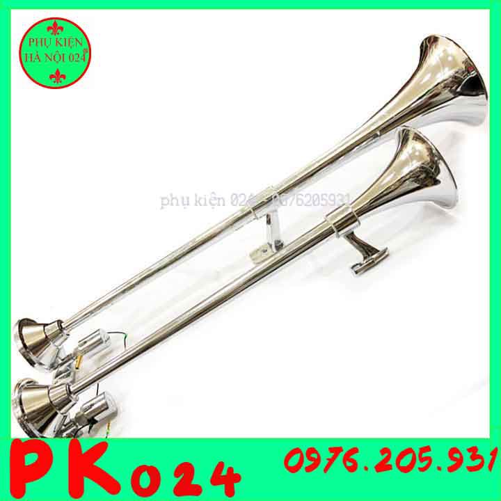 Còi Hơi, Kèn Hơi 1 Loa Mạ Chrome 60cm - 70cm Cho Ô Tô Dùng Điện 24V