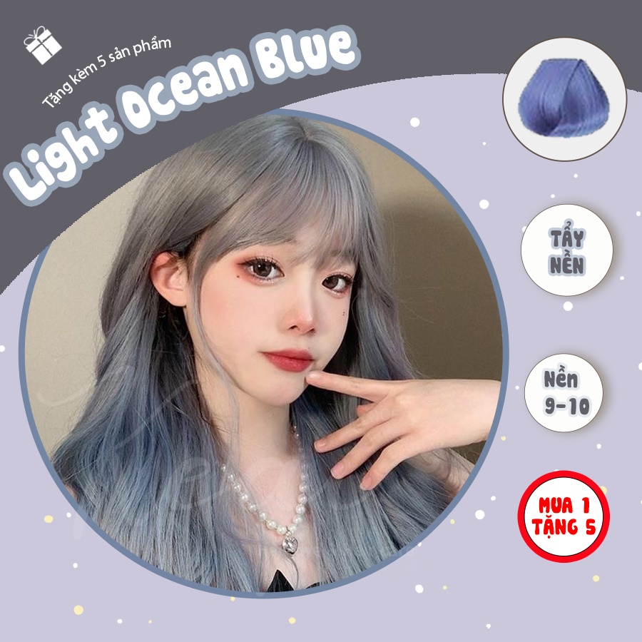 Thuốc nhuộm tóc Light Ocean Blue - tặng kèm oxy - cần sử dụng thuốc tẩy tóc - Keai Hair Dye