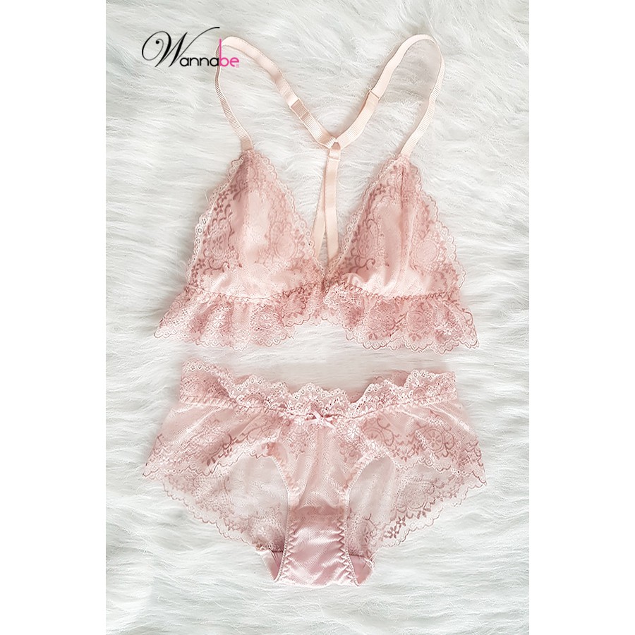 Nội y bộ Wannabe áo ngực bralette anr12 chân ngực nhún bèo nữ tính điệu đà