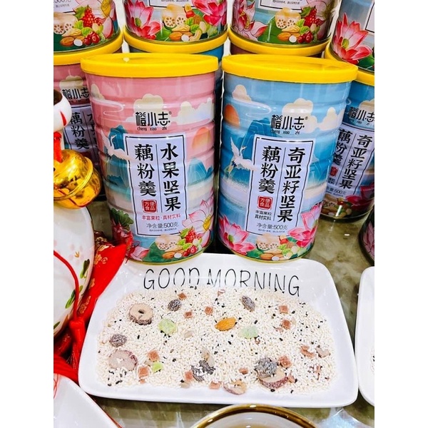 Bột củ sen sữa chua hạt dinh dưỡng hộp thiếc 500g