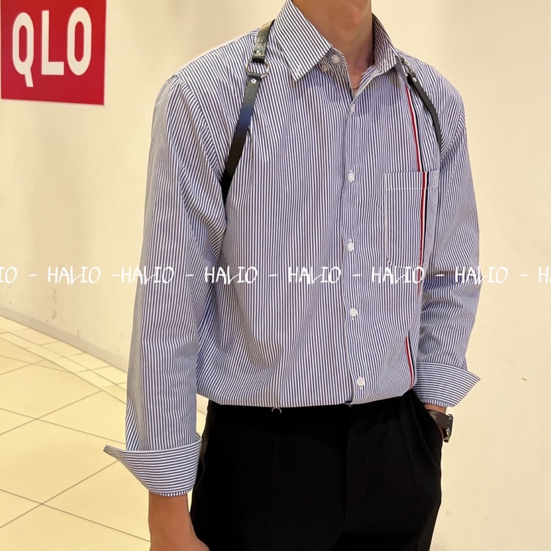 Áo sơ mi dài tay nam mẫu sọc túi ,vải Cotton xịn, chuẩn form - Regular fit, đứng form - HALIOMAN