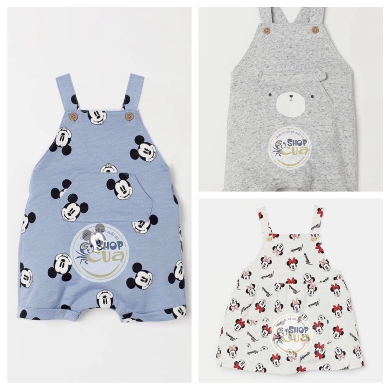 Quần yếm đùi in hình Mickey bé trai bé gái SHOP CUA 32 chất cotton da cá siêu mềm, Quần Yếm Váy yếm cho Bé Trai Bé Gái