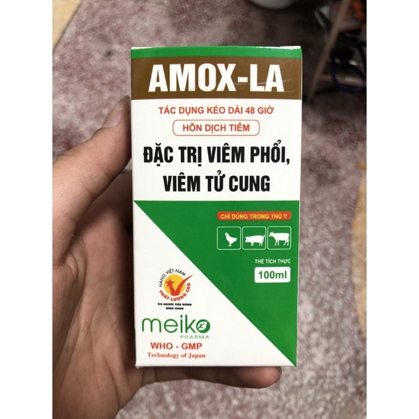 Amox-LA 100ml chuyên hô hấp, tiêu hoá,viêm ruột tiêu chảy cho gia súc