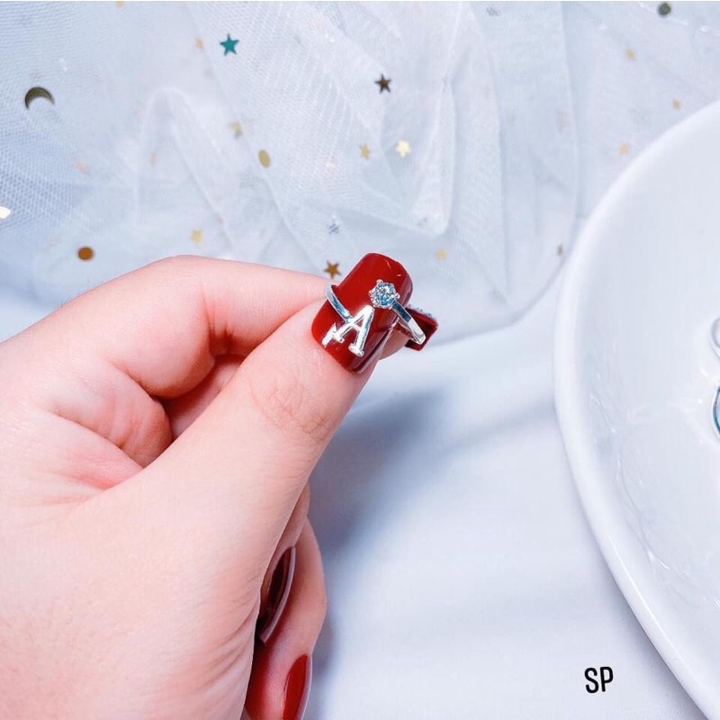 Nhẫn chữ dáng hở free size bạc ta- giá như sỉ