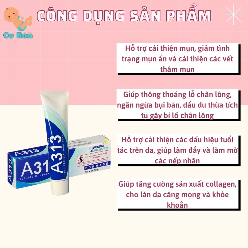 Kem Retinol A313 Nội Địa Pháp  giảm mụn, xóa mờ vết thâm, giảm nhăn và trẻ hóa da hiệu quả, phục hồi làn da nhanh chóng