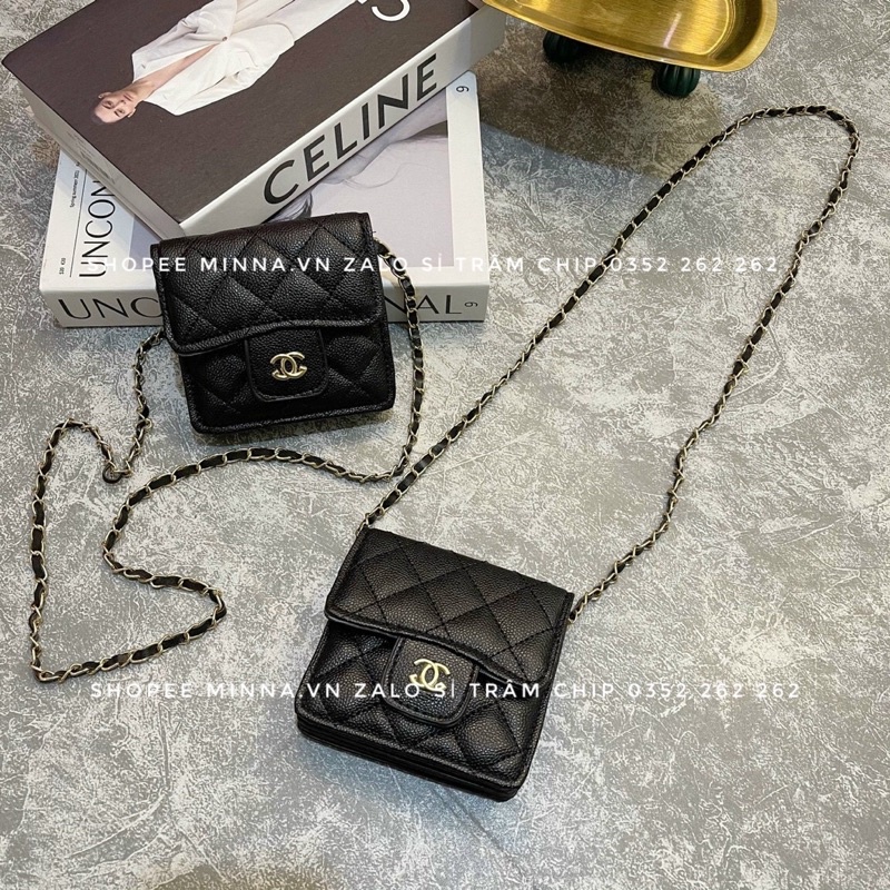 Túi Mini Nữ Đeo Chéo Da Hạt Nhiều Ngăn Đựng Thẻ Mã 2