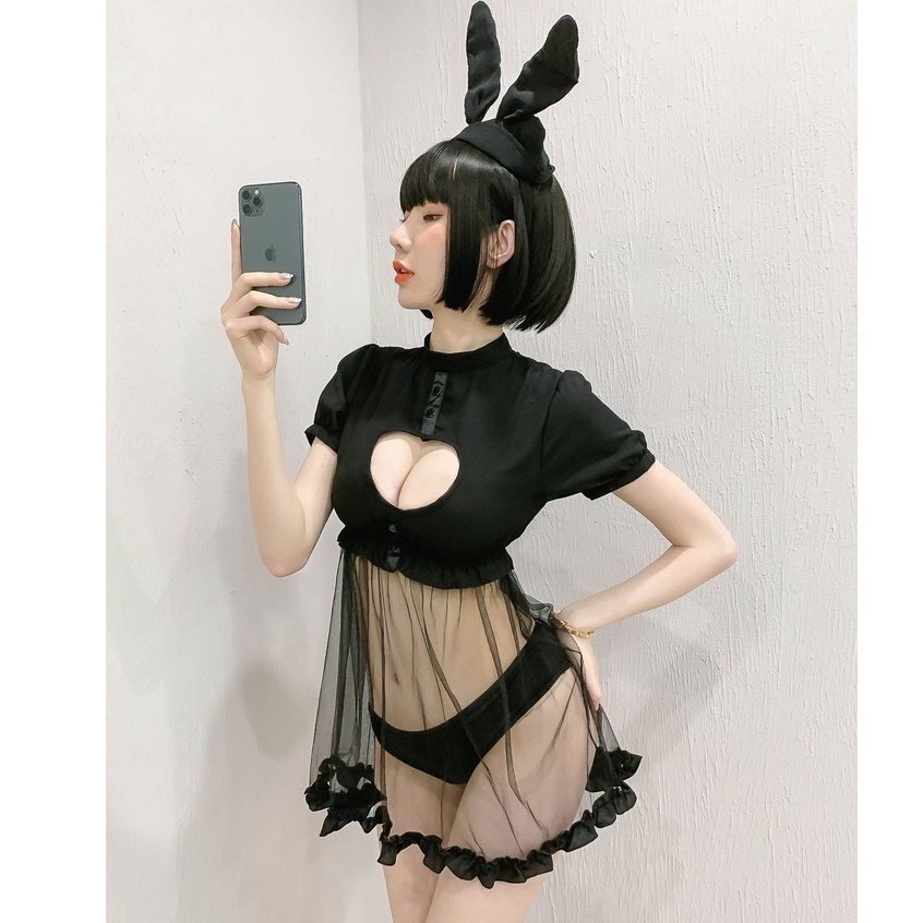 cosplay Váy ngủ ren  thỏ dáng xòe Siêu Xinh 9128 cao cấp
