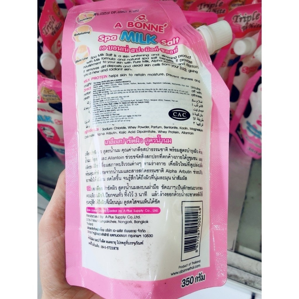 Muối tắm sữa bò tẩy tế bào chết A Bonne Spa Milk Salt 350g - có vòi