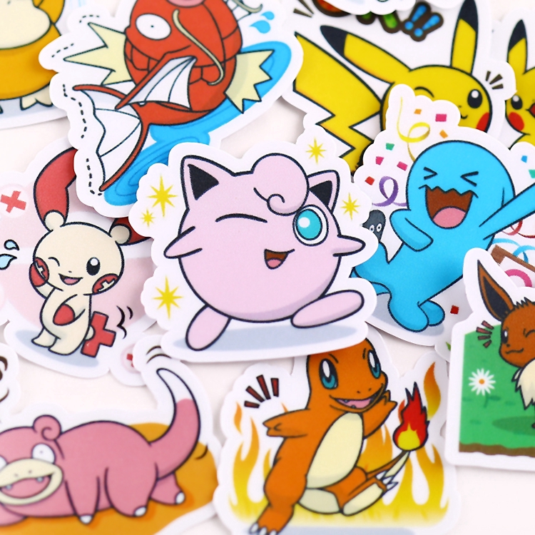 ❀ Pikachu Giấy và decal dán tường❀ 40pcs/set Pokemon Go Cartoon Album Scrapbooks Mixed DIY Decor Stickers ML07419