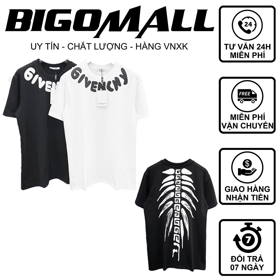 Áo thun tay lỡ Xương Cá Gi.venchy in trước sau BIGOMALL - Áo phông nam nữ unisex freesize form rộng 65kg