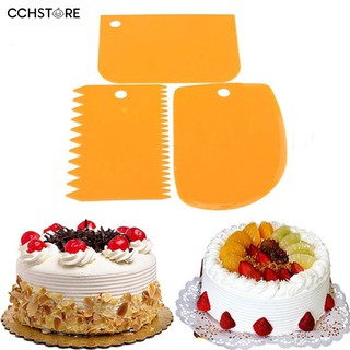 3Pcs Plastic Fondant Cake Cream Scraper Spatula Dough Cutter Kitchen Baking Tool