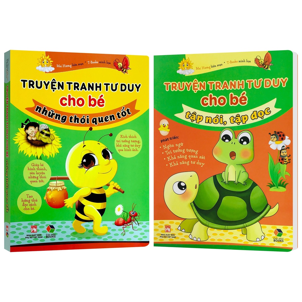 Sách - Combo + lẻ 2 cuốn: Truyện tranh tư duy cho bé tập nói, tập đọc + Truyện tranh tư duy cho bé - Những thói quen tốt