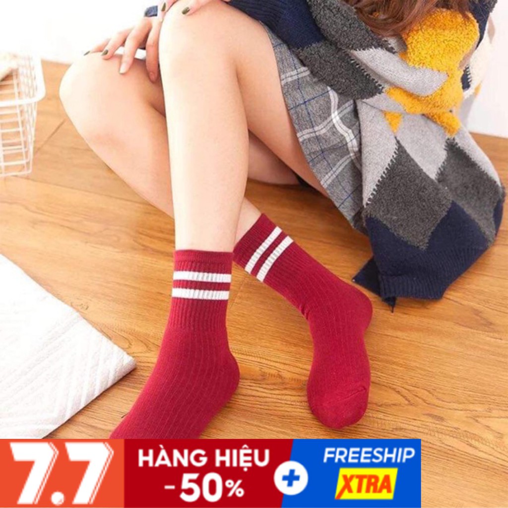 Tất/vớ Nam Nữ Cổ dài Cotton Ulzzang Hàn Quốc siêu dày, xịn và Dễ thương (sọc)