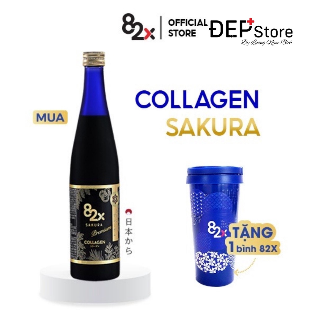 82X COLLAGEN SAKURA PREMIUM (DÒNG CAO CẤP) Dạng Nước 120.000mg Collagen Peptide, Nước Uống Đẹp Da Đến Từ Nhật Bản 500ml