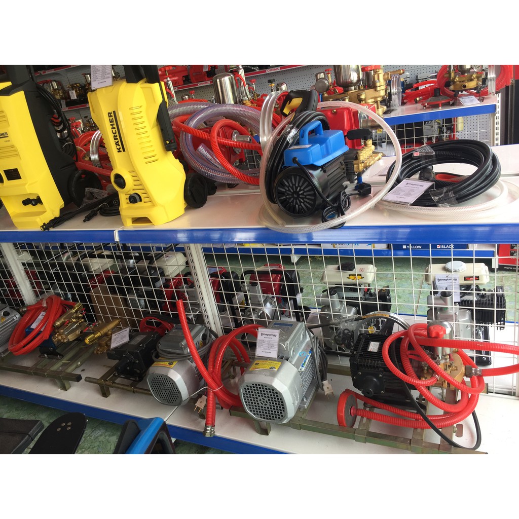 Bộ rửa xe dây đai động cơ 3kw đầu 2hp chân vuông có bánh xe