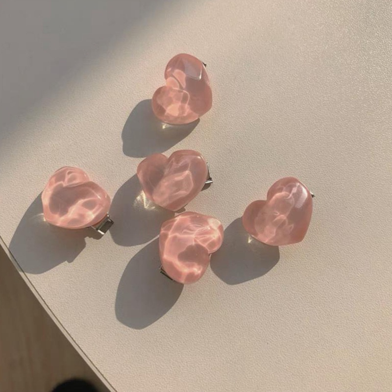 Ygt set 5 Kẹp Tóc Hình Trái Tim / Hoa Trà / Trái Tim Màu Hồng Ngọt Ngào Phong Cách Hàn Quốc