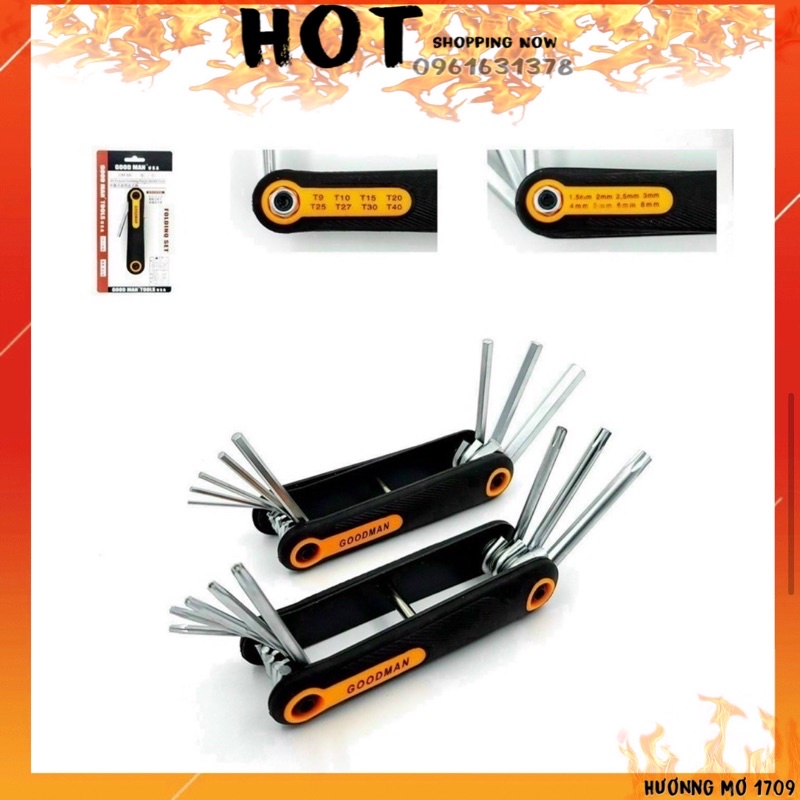 Bộ lục giác gấp hoa thị Goodman protek- lục giác gập hoa thị hoa khế 8 chi tiết