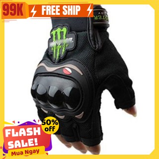 [ĐỔ BUÔN] Găng tay MONSTER cụt có gù nhựa đi phượt - găng tay thể thao