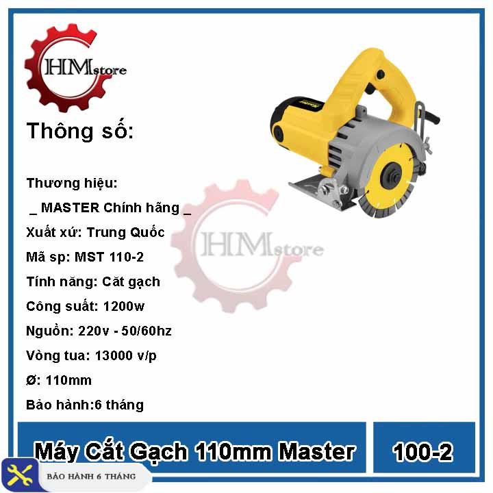 Máy cắt gạch cầm tay 110mm Master MST110-2 - Công suất lớn 1200w bảo hành 6 tháng