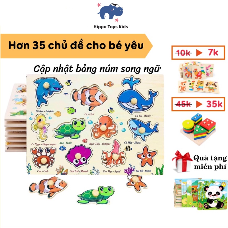 Bảng núm gỗ xếp hình gồm nhiều chủ đề Cho bé nhận biết thế giới xung quanh hàng đẹp