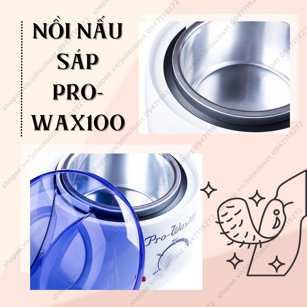 Nồi nấu sáp wax lông chuyên dụng pro 100, tặng kèm 50gr sáp wax lông và que gỗ