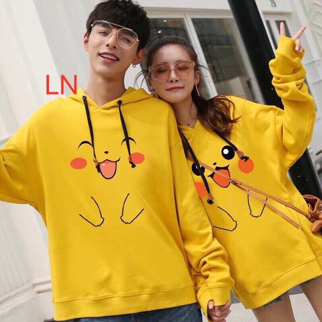 set 2 Áo đôi hôdie hoạt hình, áo đôi hoodie mặt thỏ