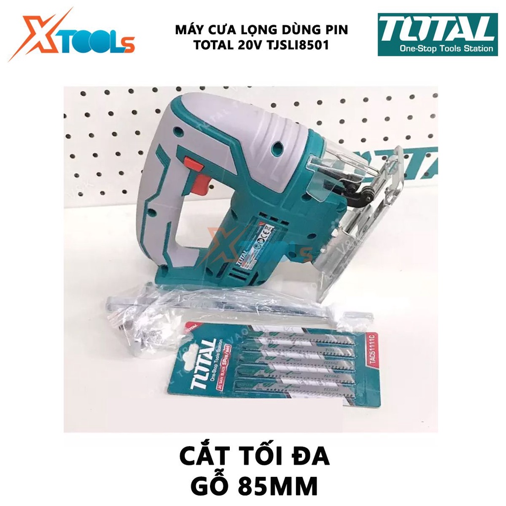 Máy cưa lọng dùng pin Total TJSLI8501 Máy cắt lọng cầm tay Khả năng cắt tối đa: Kim loại: 10mm Gỗ: 85mm [XTOOLs][XSAFE]