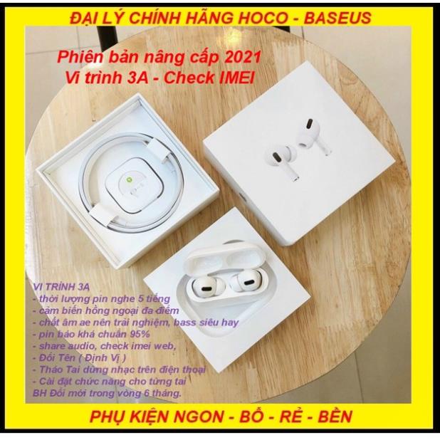 Tai Nghe Air Pro Bluetooth Nâng cấp 2021 cảm biến đa điểm ,Định Vị, Đổi Tên, Sạc Không Dây, Dùng Cho IOS và Androi