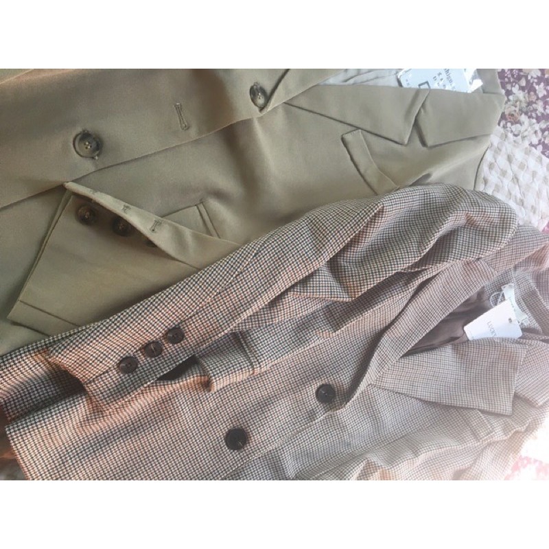 Hàng có sẵn ) Siêu phẩm áo Blazer cao cấp kẻ nâu nhỏ (có ảnh chụp thật) | BigBuy360 - bigbuy360.vn