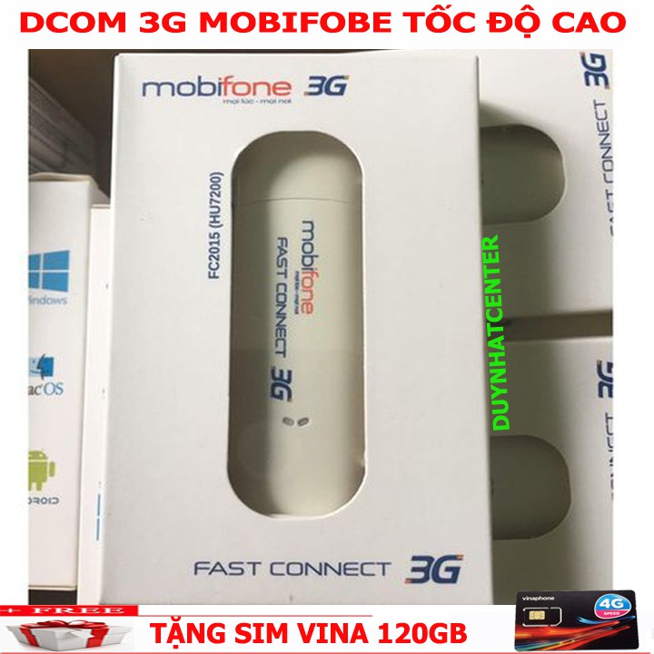 (CHÍNH HÃNG) USB 3G DCOM MOBIFONE TỐC ĐỘ CAO, ĐA MẠNG, TẶNG SIM 4G