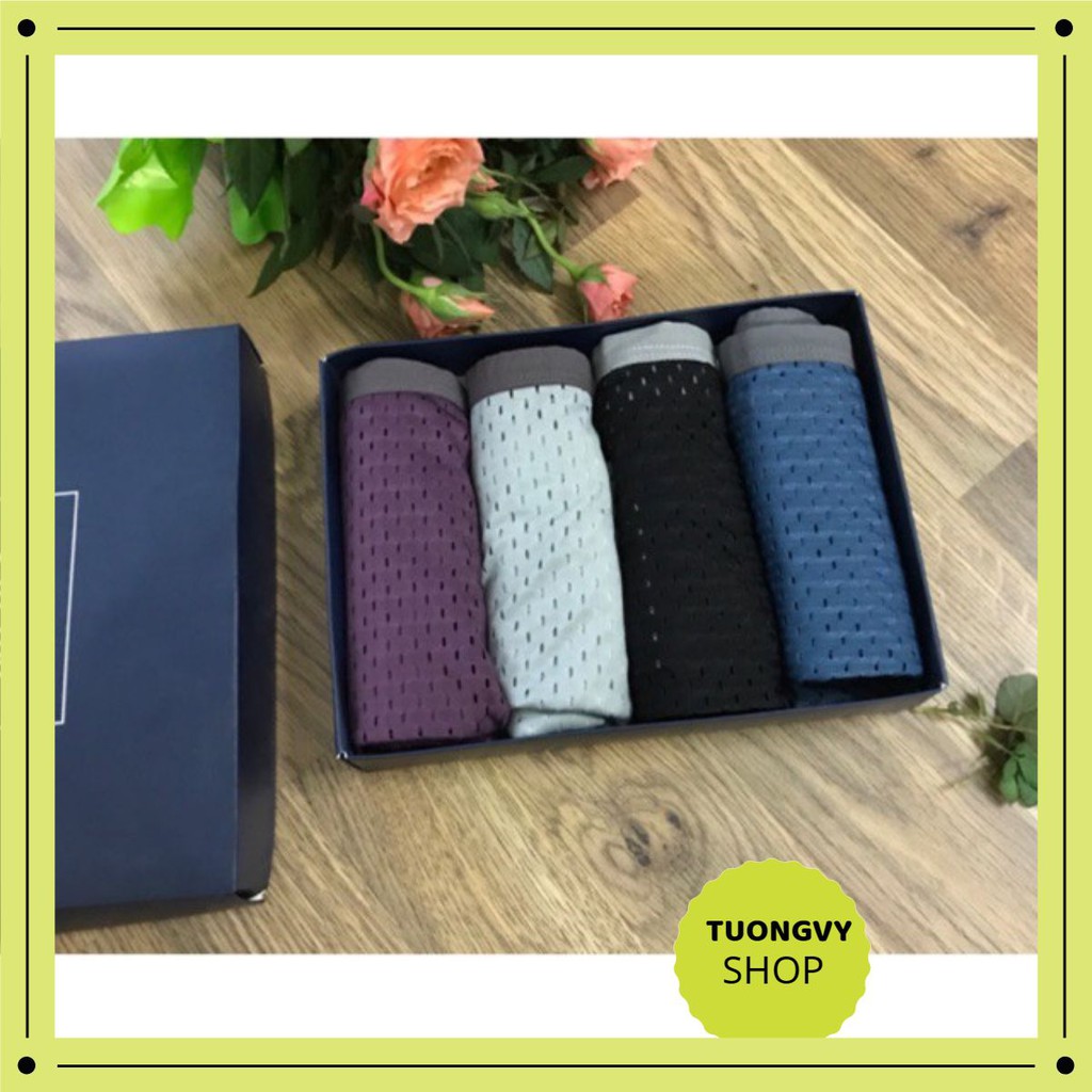 Hộp quần lót nam 𝑭𝒓𝒆𝒆𝒔𝒉𝒊𝒑COMBO Hộp 4 Quần Sịp Đùi Thông Hơi Men