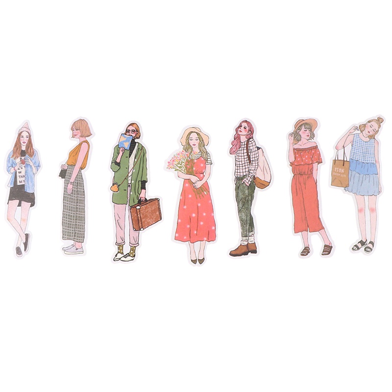 Bộ 100 Miếng Dán Trang Trí Sổ Tay Hình Cô Gái Đáng Yêu Thời Trang