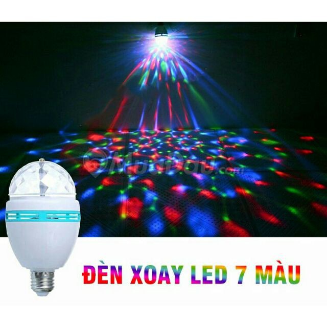 ĐÈN LED XOAY QUẢ CẦU PHA LÊ 7 MÀU KÈM ĐUÔI ĐÈN