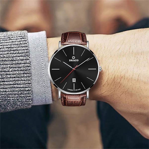 Đồng Hồ Nam Phong Cách DRACO D21-ST02 “Classic Boy” ĐEN DÂY DA NÂU