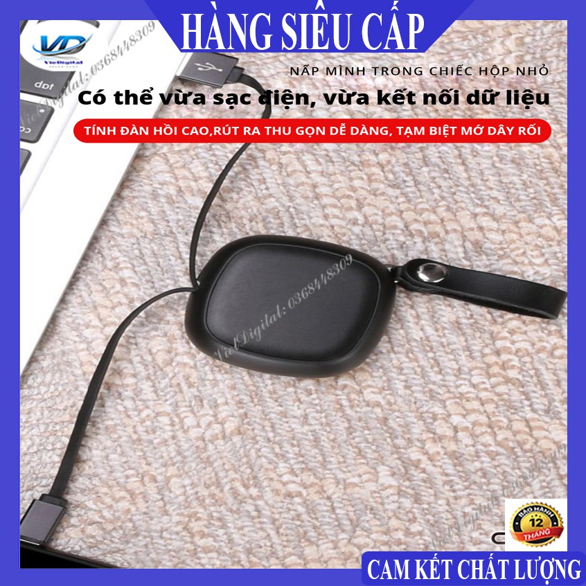 Cáp sạc Lightning IPHONE đa năng kéo dài dạng dây rút kéo 2 đầu,