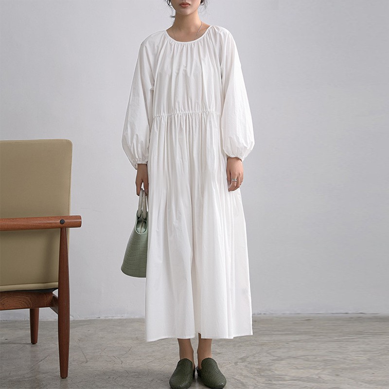 Đầm VONDA tay dài dáng rộng màu trơn thời trang giản dị cho nữ | BigBuy360 - bigbuy360.vn