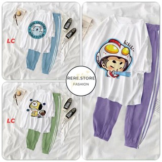 Set Quần Jogger Kèm Áo Phông Chibi - Rere.Store [FREESHIP] - Combo áo thun tay lỡ in hoạt hình kèm quần ống bó Ulzzang