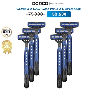 Combo 6 dao cạo 3 lưỡi dorco pace 3 disposable