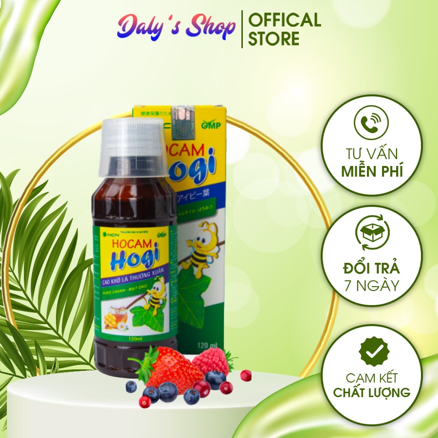 Siro Ho, Siro Húng Chanh, Cao Khô Lá Thường Xuân Hocam Hogi Chai 120ml DT012